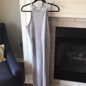 Grey and white stripe jumpsuit